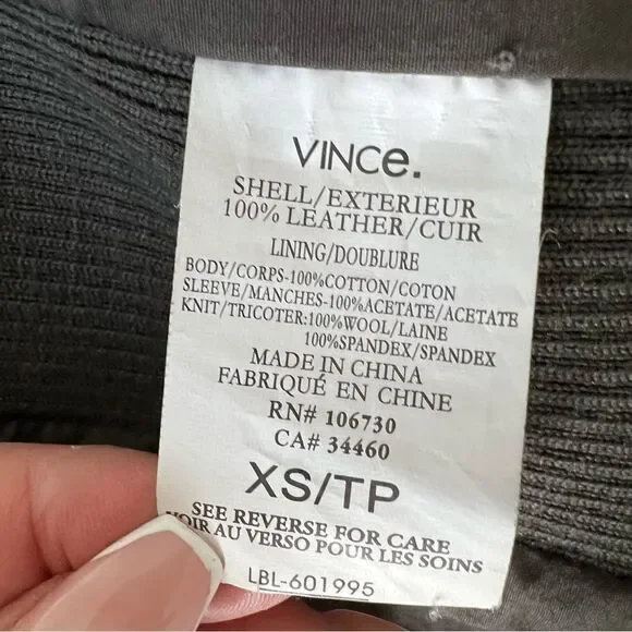 Vince 100% Brown Leather Moto Jacket XS - Picture 8 of 10